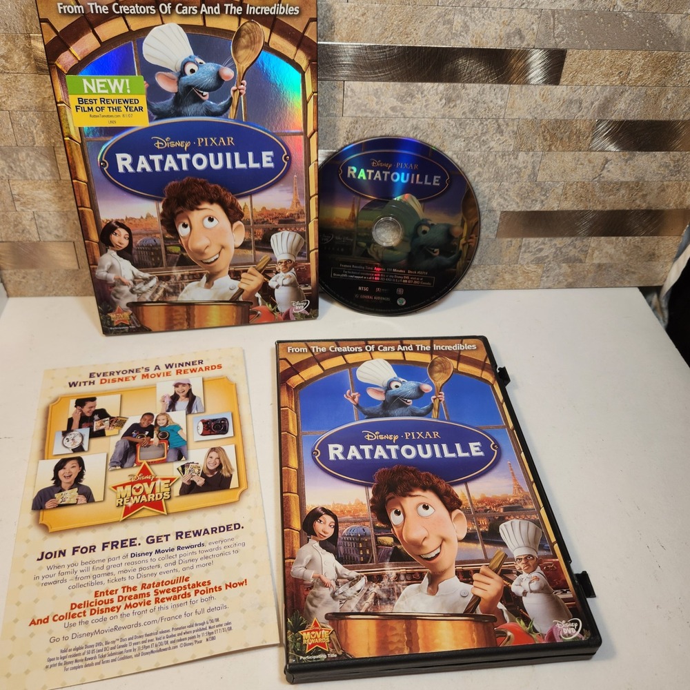 Disney Pixar Ratatouille DVD with Holographic Slipcover and Inserts 2007 G
